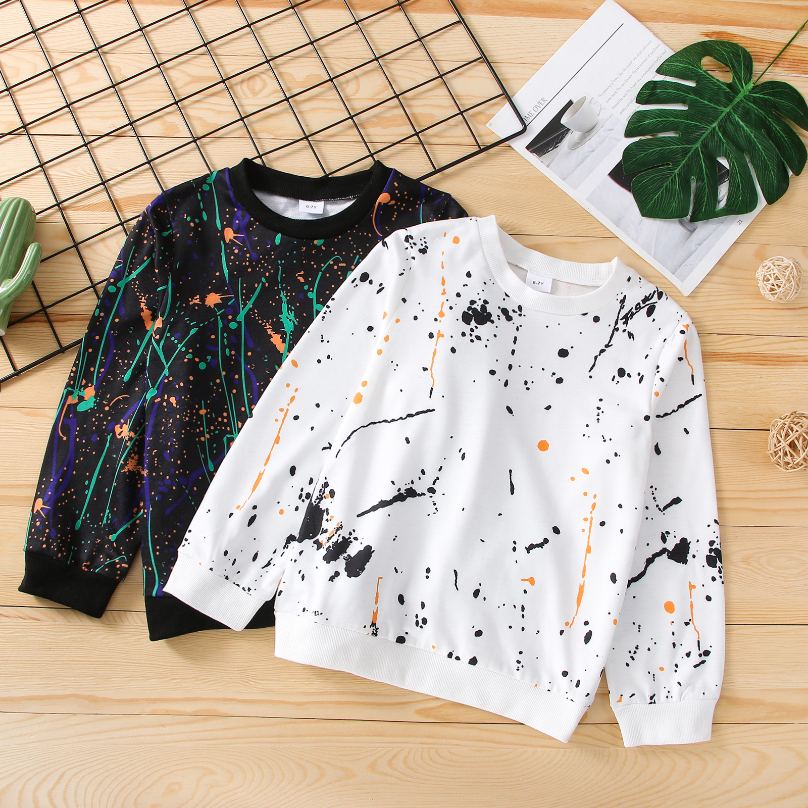 

Kid Boy Casual Painting Print Pullover Sweatshirt