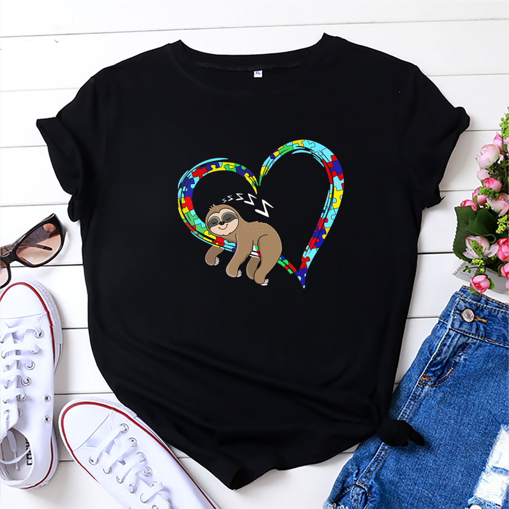 

Round collar Litooffset print Short Sleeve casual T-shirt