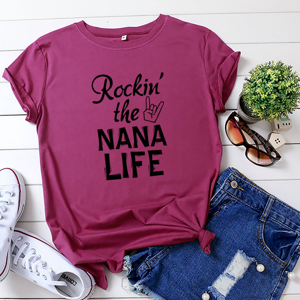 

Round collar Letter Positioning print Short Sleeve casual T-shirt