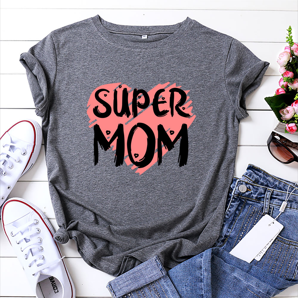

Casual Heart-shaped Letter Print Round collar Short Sleeve T-shirt