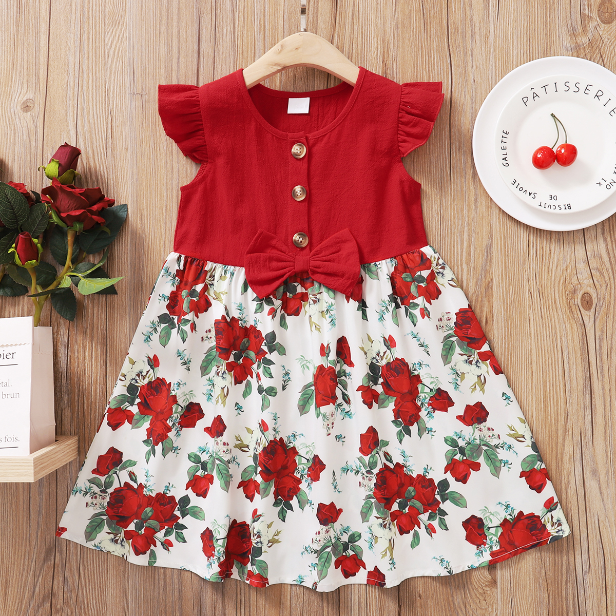 

Toddler Girl Bowknot Lovely Floral Dress