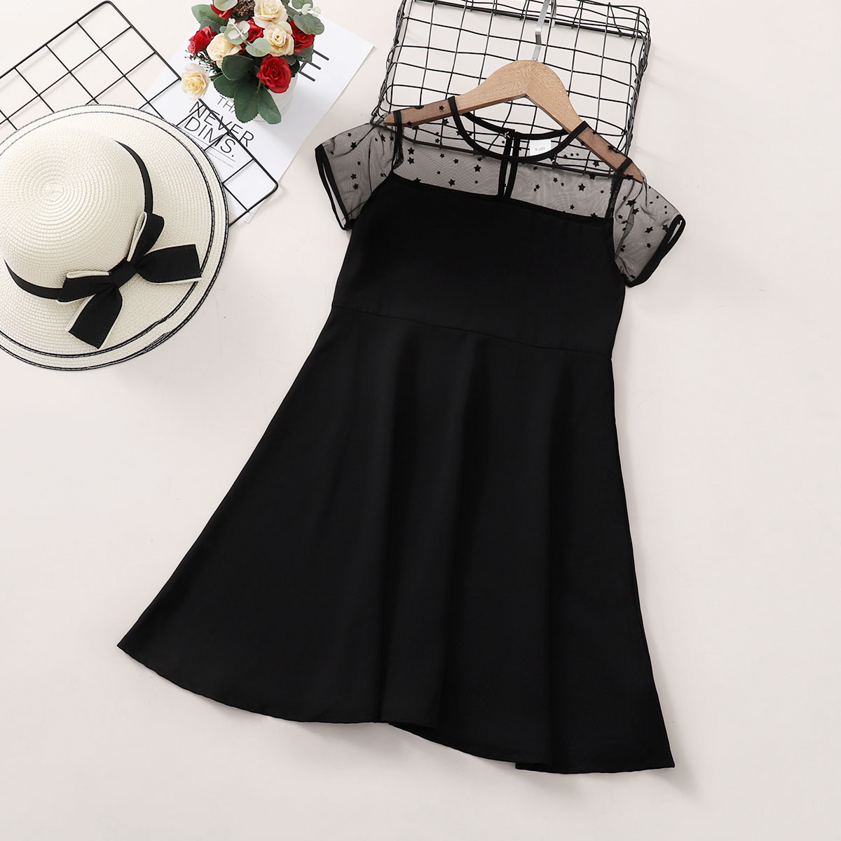

Kid Girl Fashionable Star Solid Dress