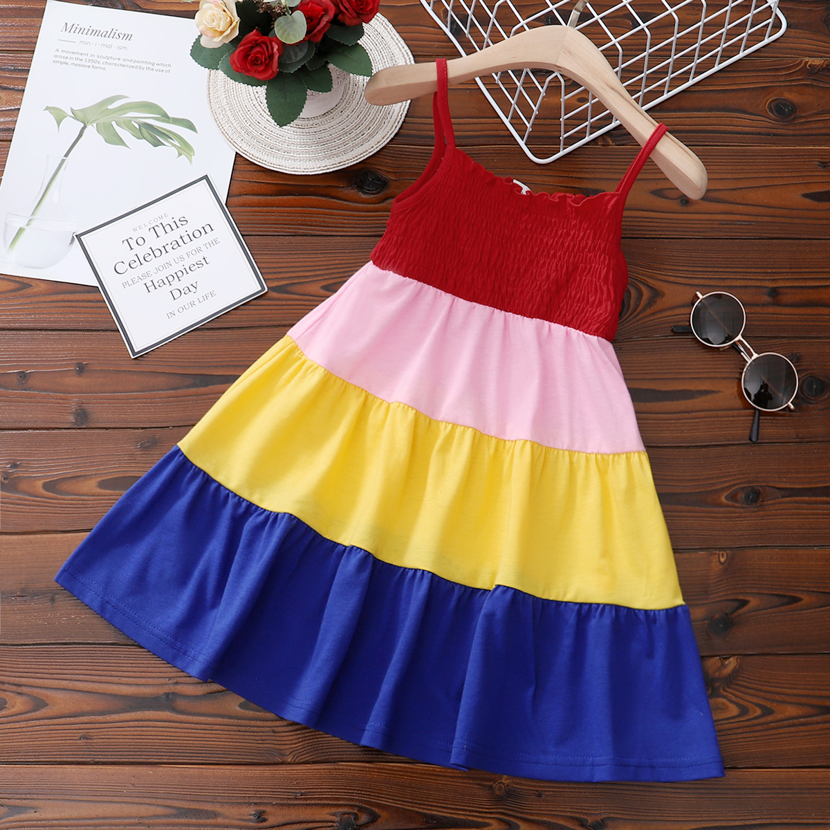

Toddler Girl Rainbow Colorful Tank Dress