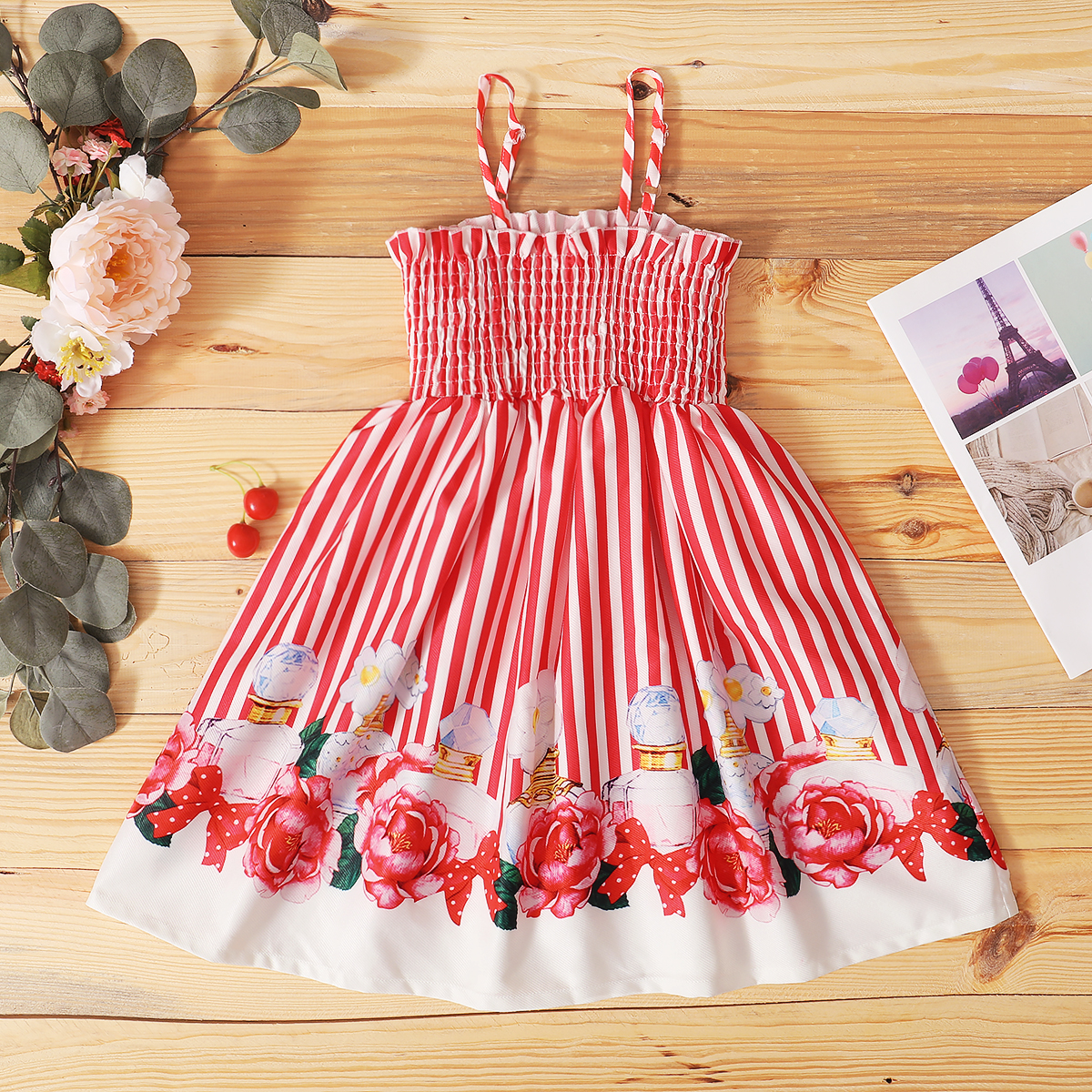 

Toddler Girl Floral Print Tank Rose Dress