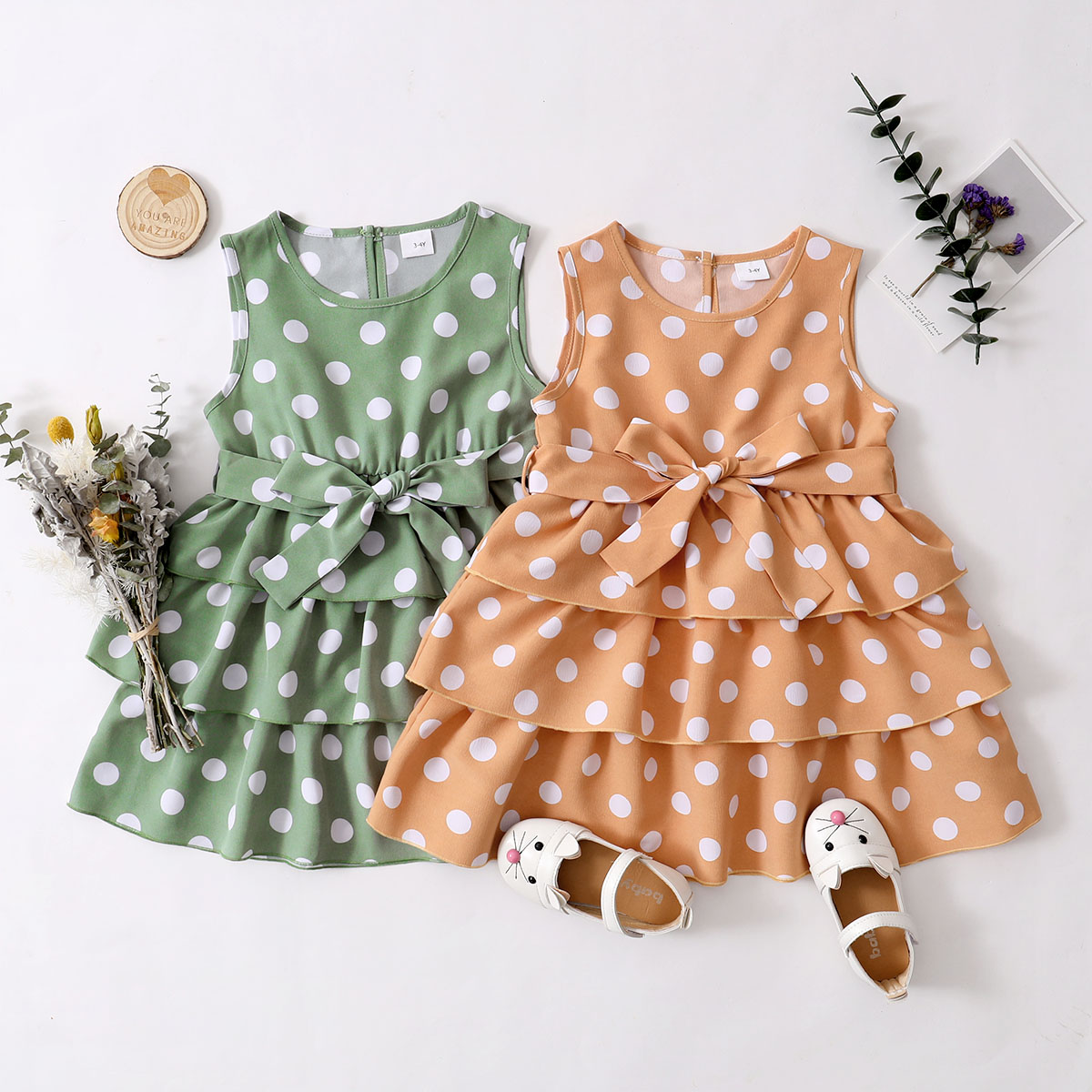 

Fashionable Toddler Girl Polka dots Bowknot Dress