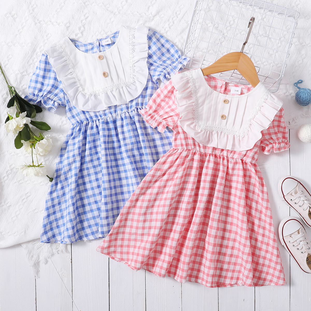 

Toddler Girl Plaid Ruffled Beautiful Dress