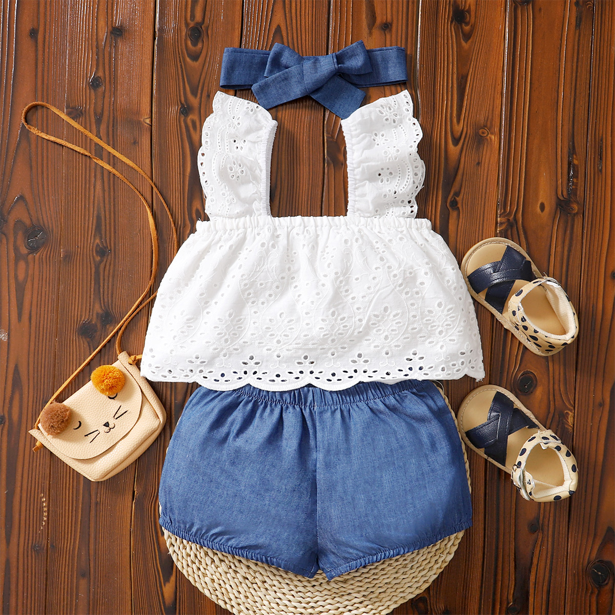 

3pcs Baby Girl Sleeveless Cotton Sweet Baby's Sets