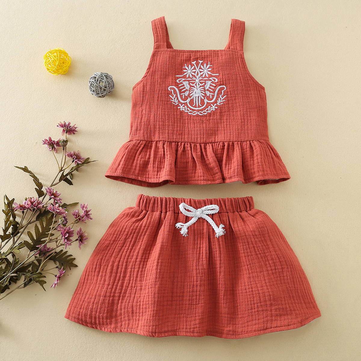 

100% Cotton 2pcs Folk-custom Pattern Crepe Fabric Baby Set