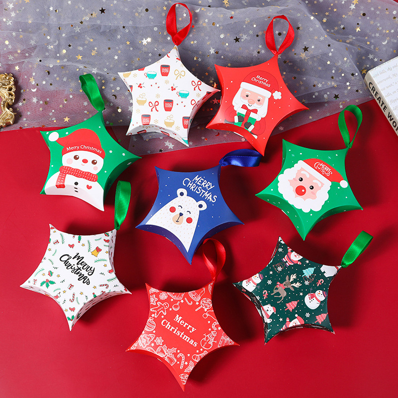 

5-pack Star Shape Small Paper Candy Box Christmas Party Gift Candy Box Xmas Gift Box Star Packaging Box