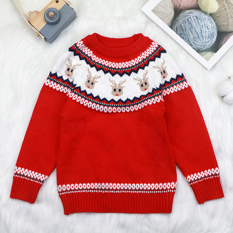 

Toddler Girl/Boy Christmas Deer Pattern Button Design Sweater
