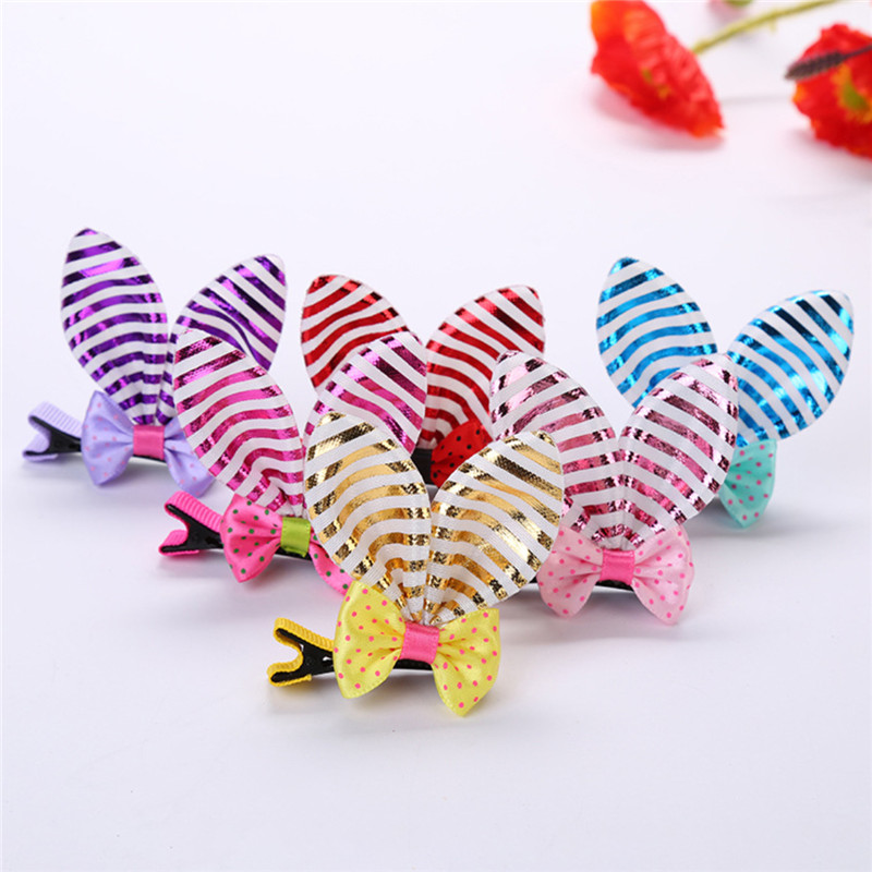 

2-piece Cute Striped Rabbit Ear Hairband for Girls