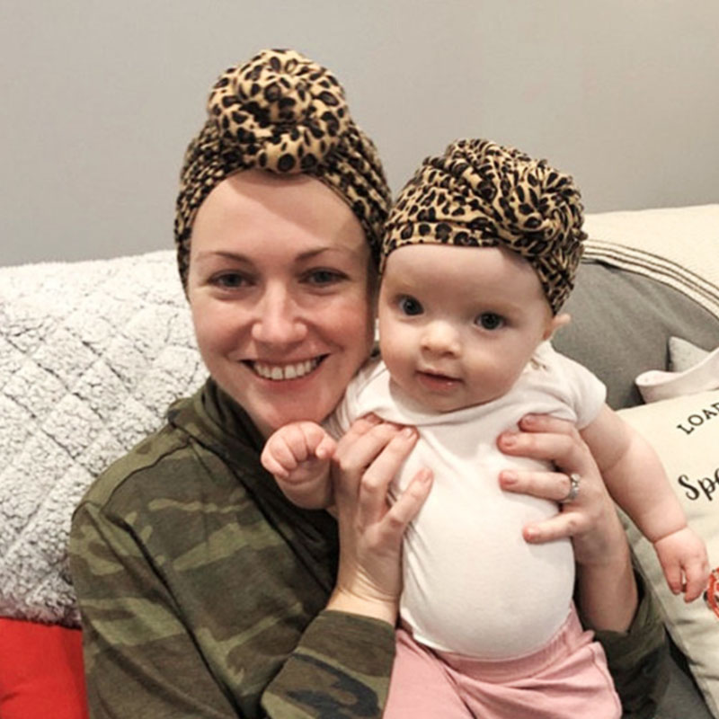 

Allover Leopard Print Heart Print Knit Hats for Mom and Me