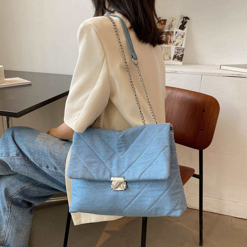 

Vintage Denim Crossbody Bag Chain Handbag Women's Shoulder Small Square Bag