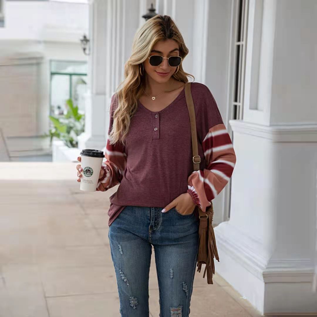 

Pretty Colorblock Long-sleeve Tee