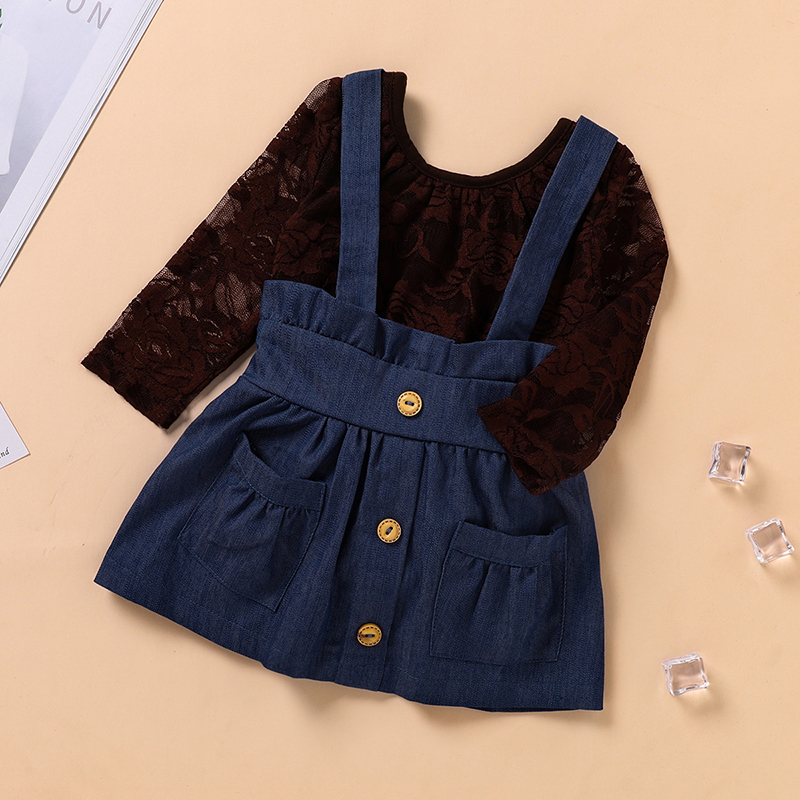 

2pcs Baby Girl Long-sleeve Cotton Retro Suit-dress Solid Long-sleeve Cotton Cute Baby Clothes