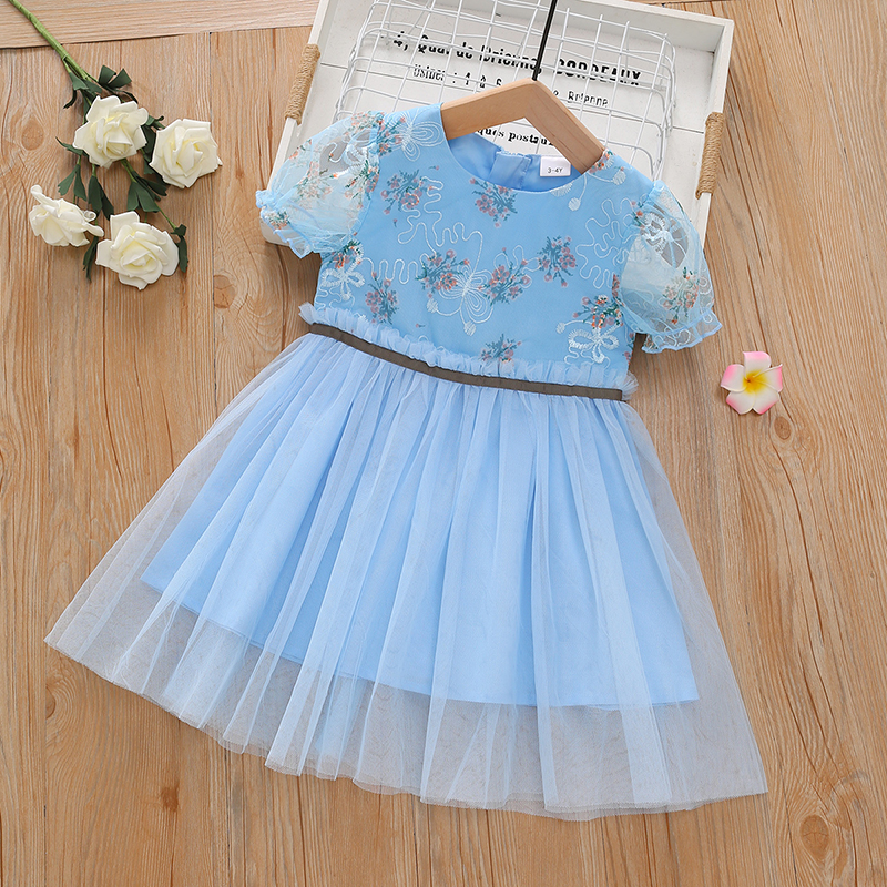 

Toddler Girl Floral Print Mesh Short-sleeve Costume Party Tull Dress