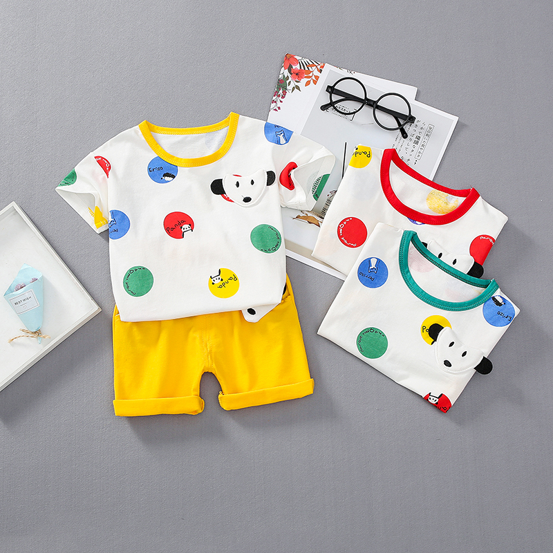 

2pcs Baby Boy Short-sleeve Cotton Casual Animal Baby's Sets