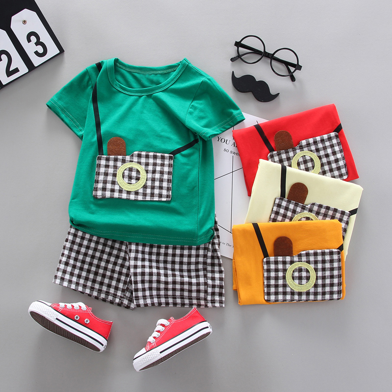 

2pcs Baby Boy Short-sleeve Cotton Casual Camera Baby's Sets