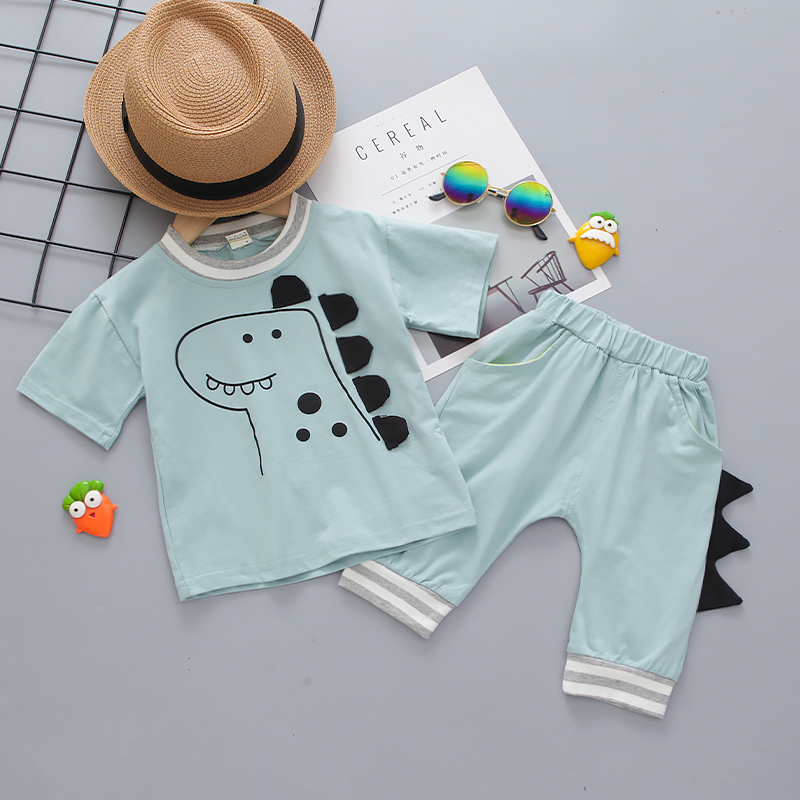 

2pcs Baby Cartoon Dinosaur Outfits Short-sleeve Cotton T-shirts Set