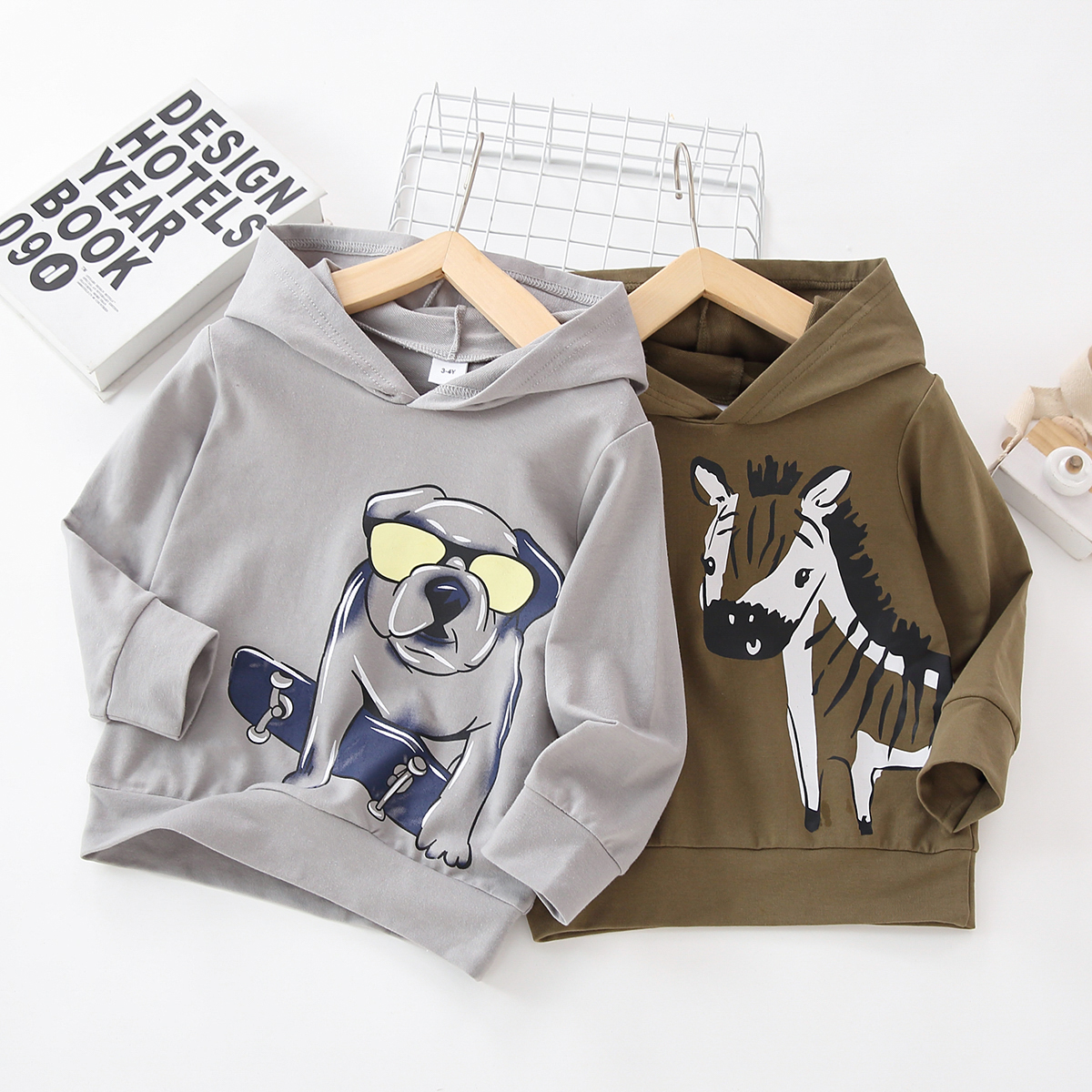 

Toddler Boy Animal Dog/Zebra Print Hoodie Sweatshirt
