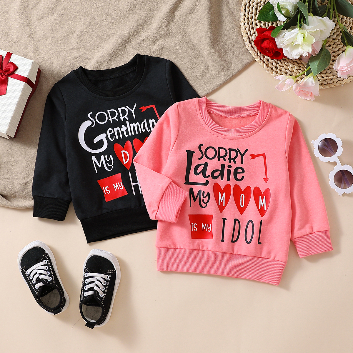

Baby Boy/Girl Love Heart and Letter Print Long-sleeve Pullover Sweatshirt