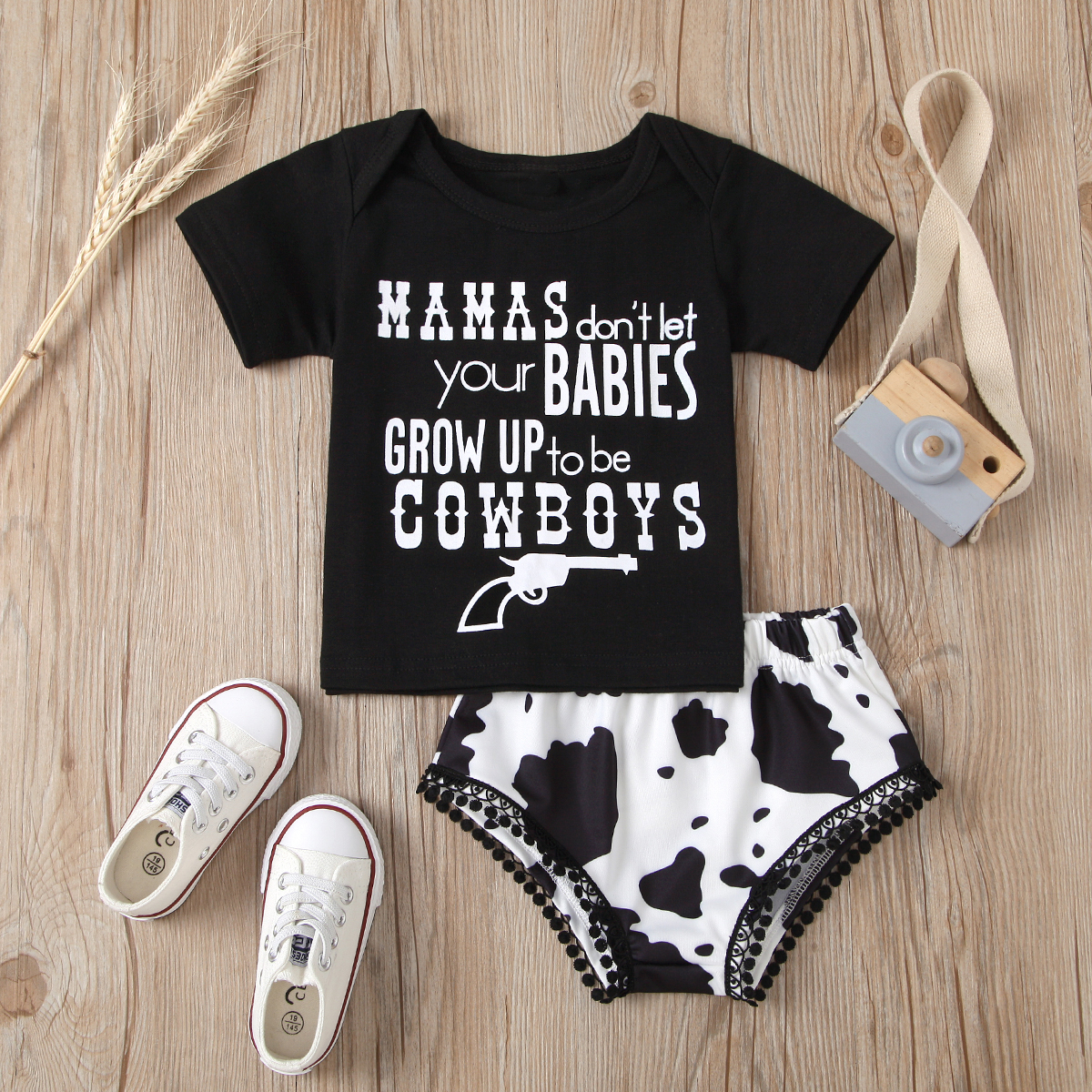 

2pcs Baby Girl casual Letter Short-sleeve Cotton Baby's Sets