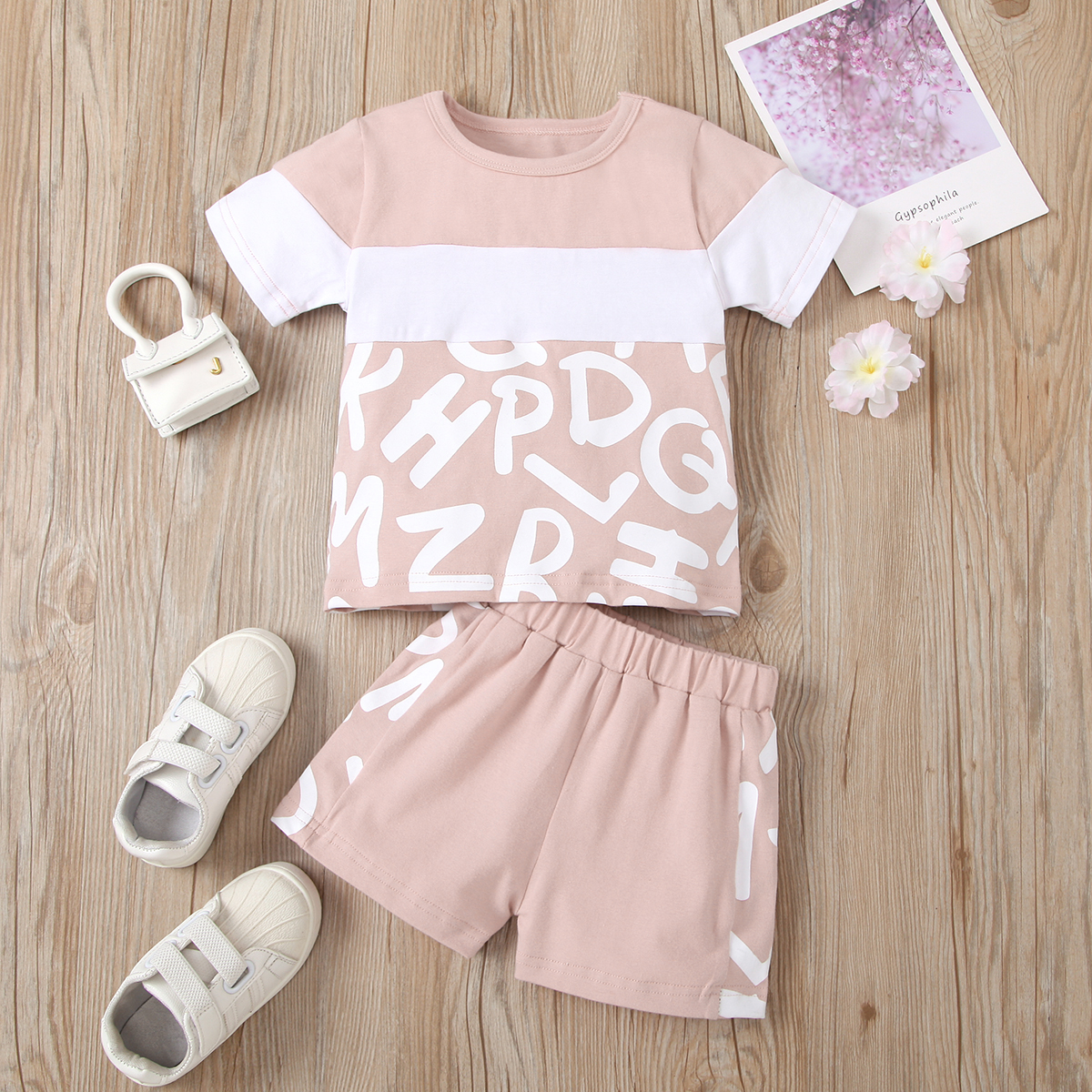 

2pcs Baby Girl Sports Letter Short-sleeve Cotton Baby's Sets