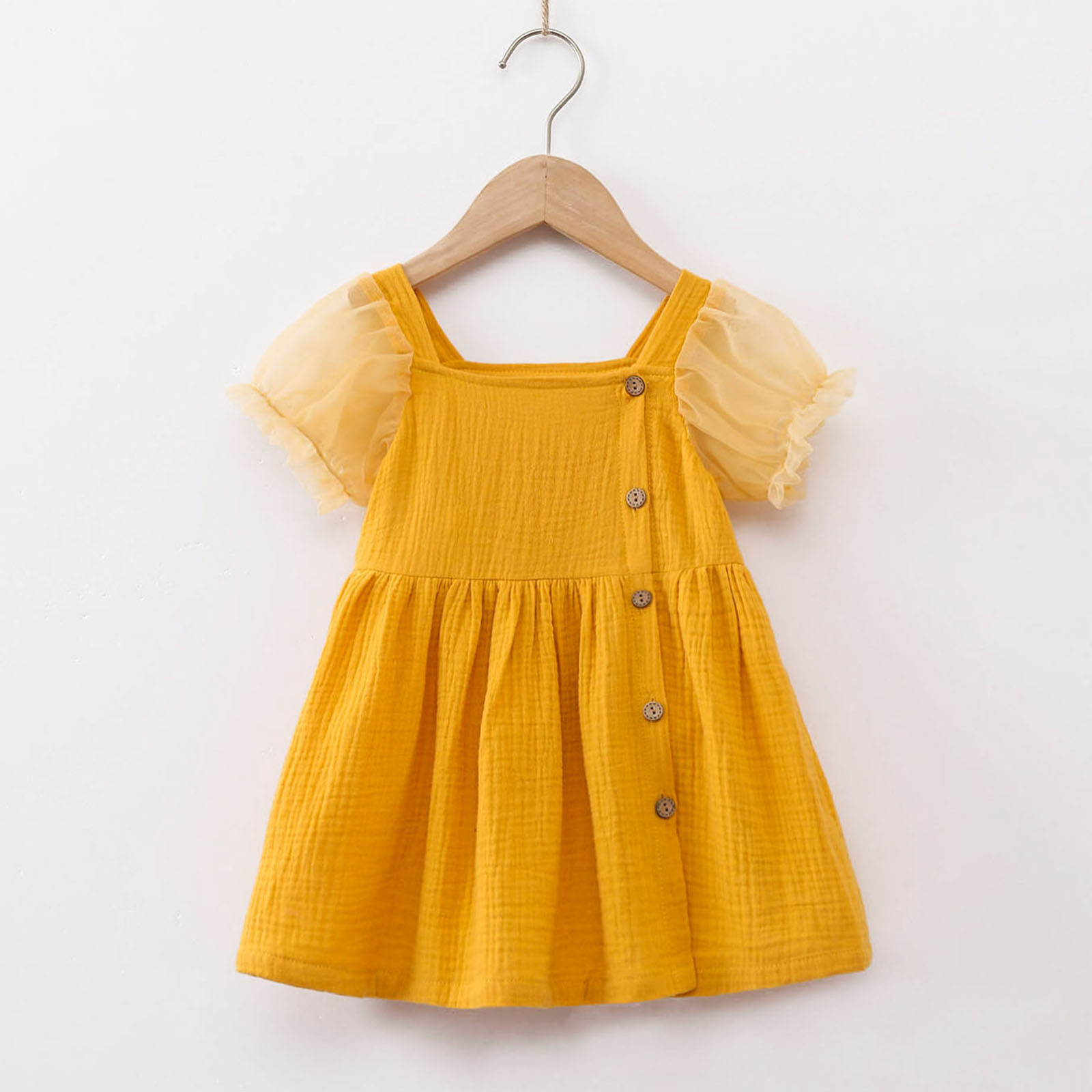 

1pc Baby Girl Short-sleeve Cotton Solid Summer Spring Princess Dress