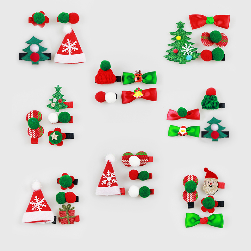 

4-pack Women Christmas Hair Clip Christmas Tree Christmas Hat Decor Hair Clip Hair Accessories for Christmas Party Supplies