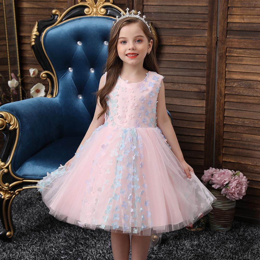 

Baby / Toddler Floral Mesh Sleeveless Party Dress