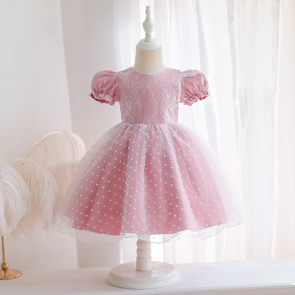 

Baby / Toddler Mesh Lace Pink Party Dress