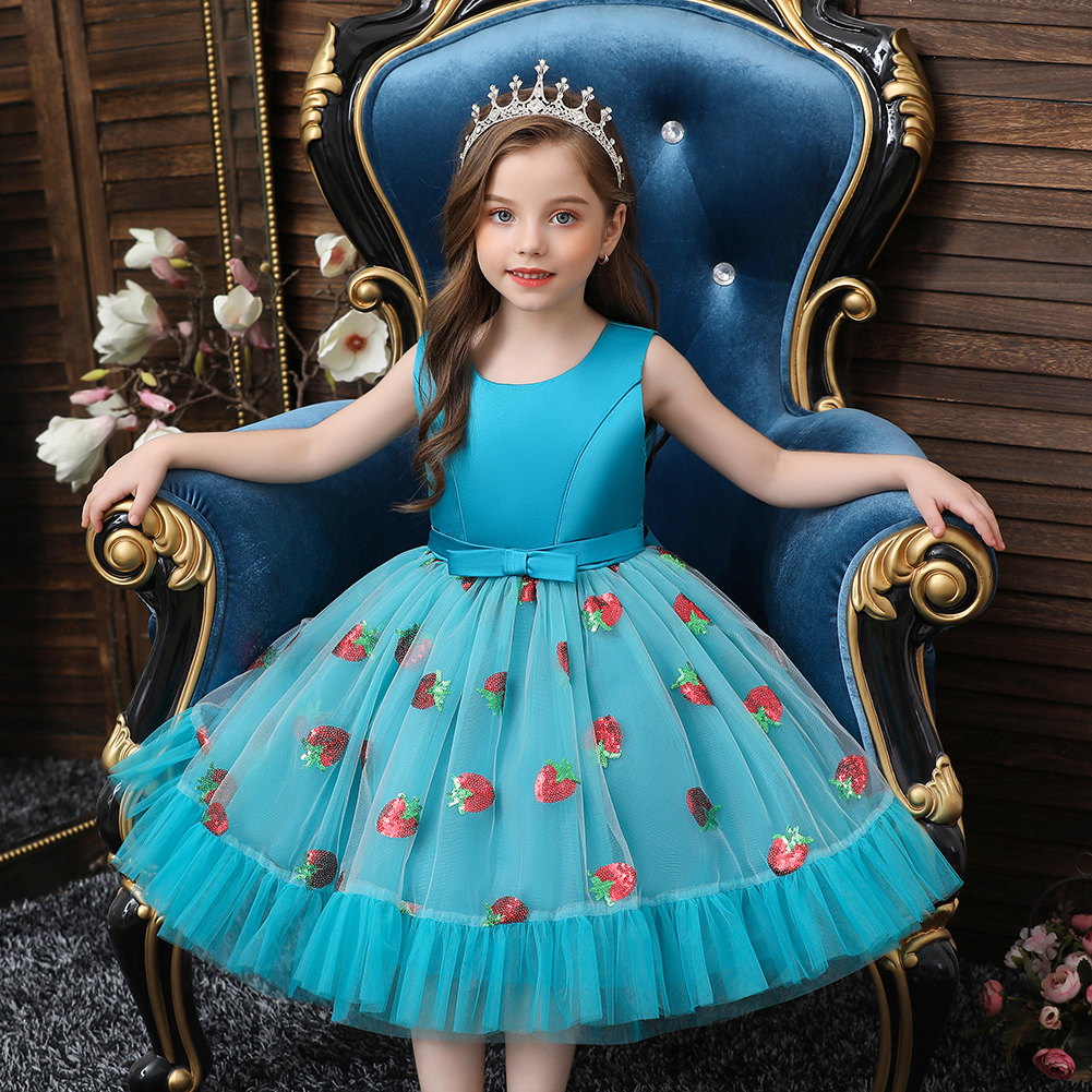 

Toddler Girl Strawberry Print Princess Party Dress