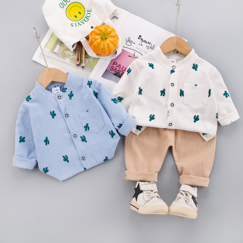

Baby 2pcs Cactus Print Short/Long Sleeve Button Down Shirt Set