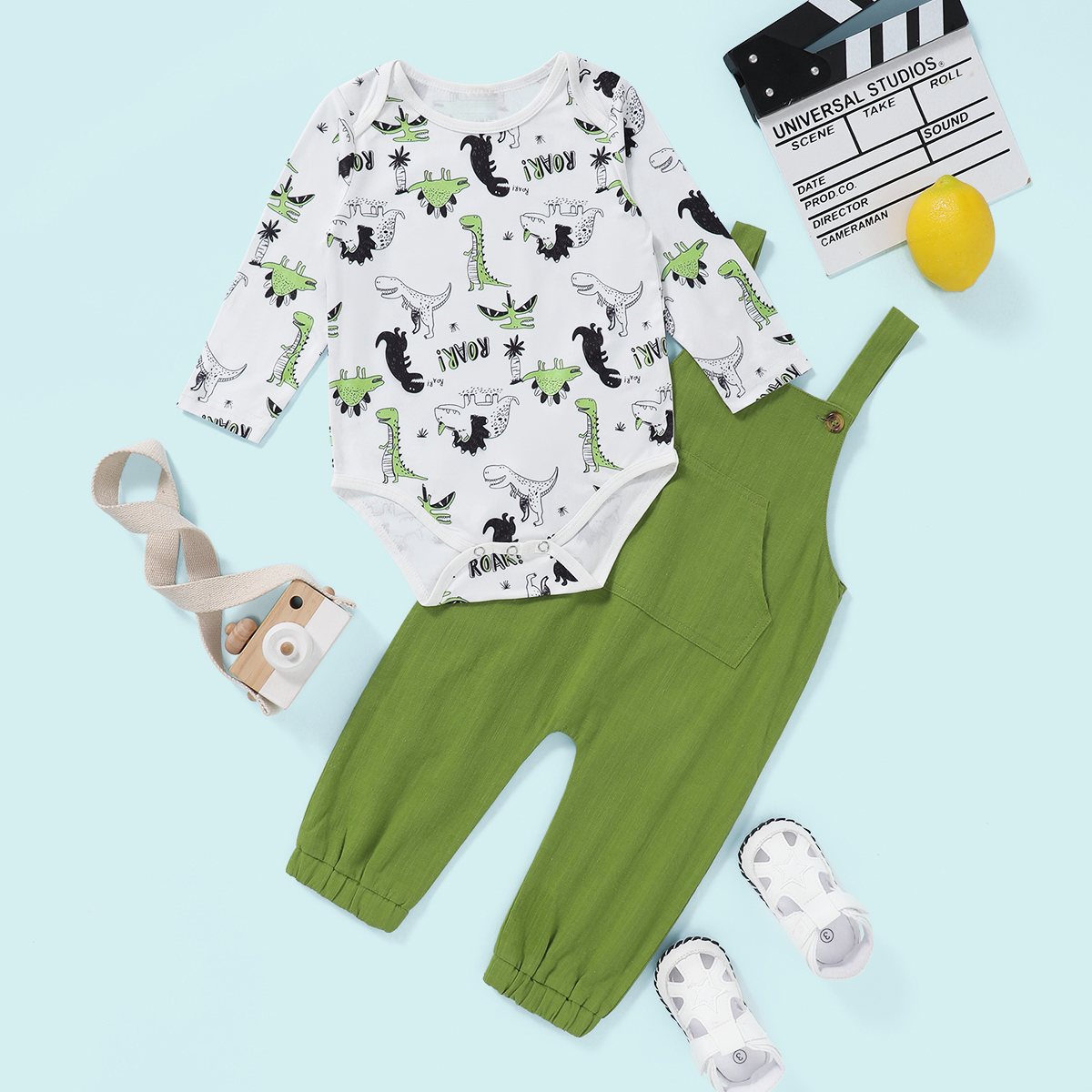 

2pcs Baby Boy casual Animal & Dinosaur Long-sleeve Cotton Baby's Sets