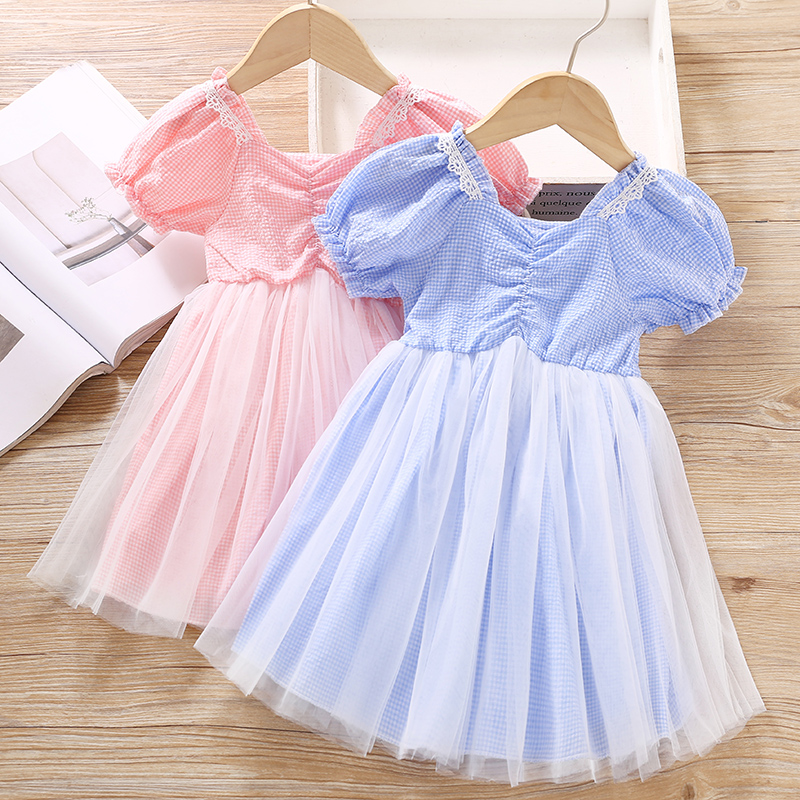

Toddler Girl Lace Decor Ruffle-sleeve Mesh Short-sleeve Dress