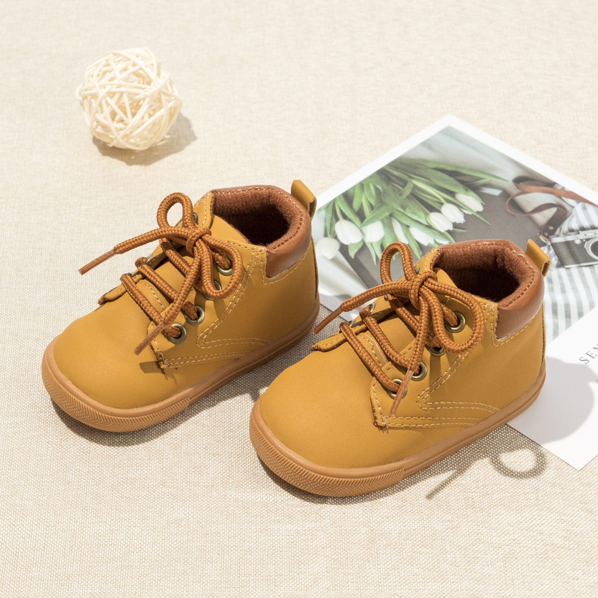 

Toddler Perforated Lace-up Brown Sports Shoes