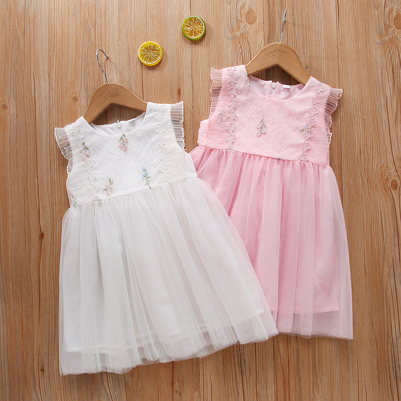 

1pc baby girl Sleeveless Solid Fashionable Dress