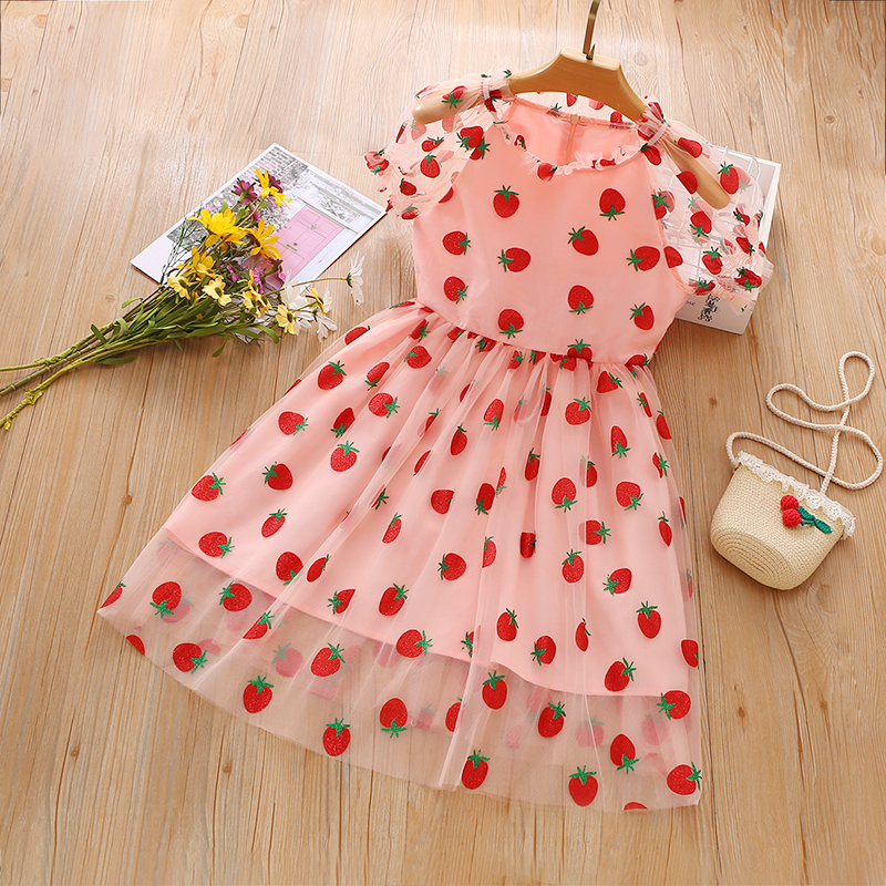 

Beautiful Kid Girl Strawberry Mesh Dress