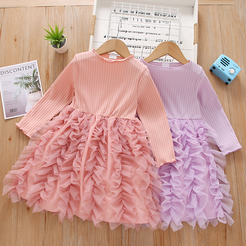 

Toddler Girl Lettuce Trim Ruffle Mesh Costume Princess Party Dress