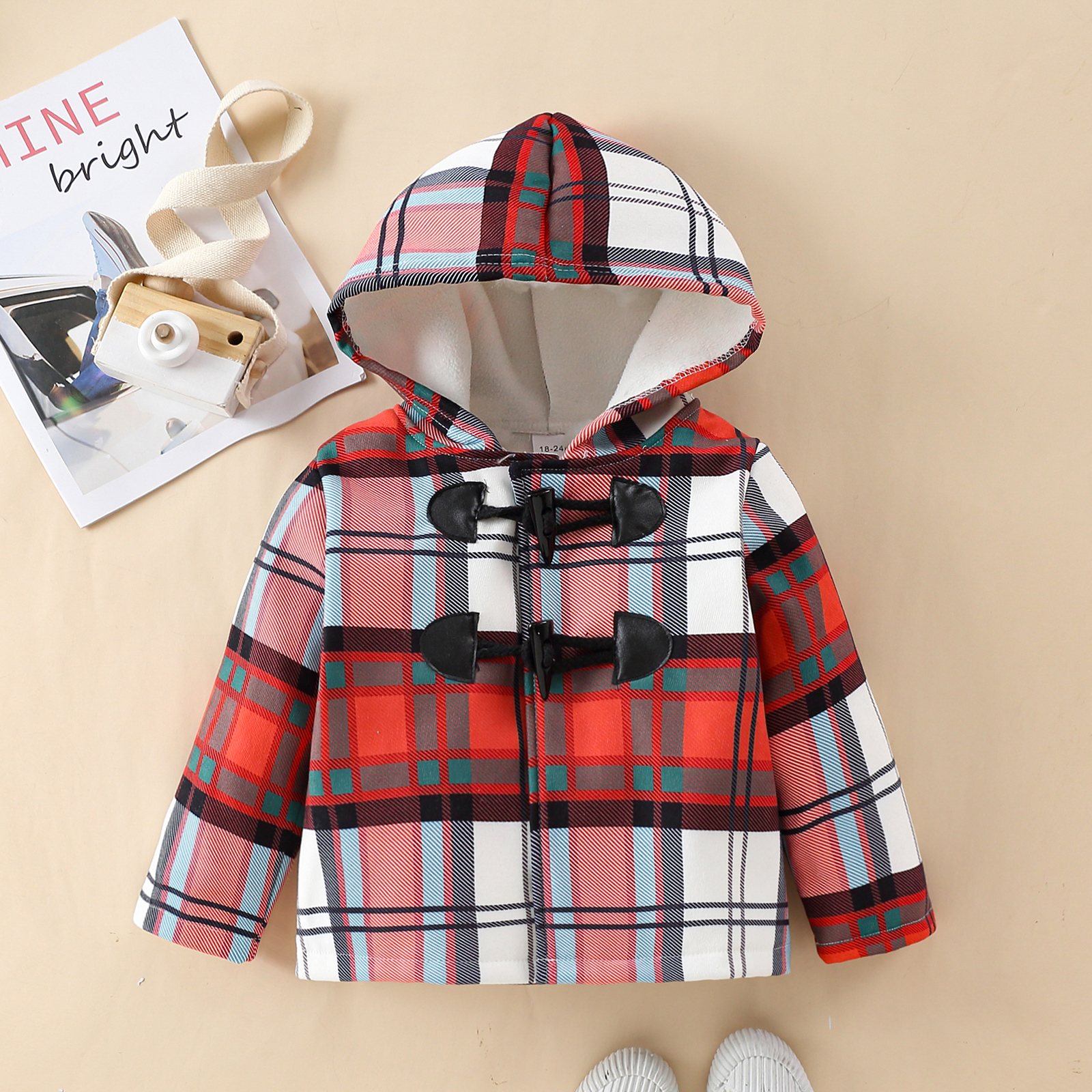 

Christmas Red Plaid 100% Cotton Baby Long-sleeve Hoodie Outwear