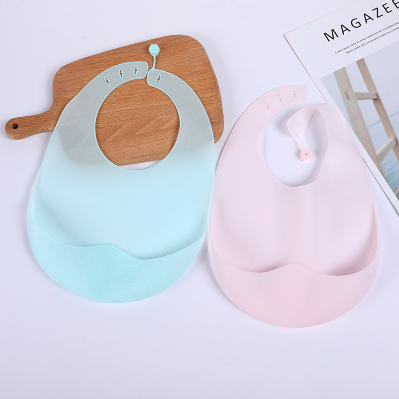 

Ultra-thin Silicone Baby Bib Rice Pocket Baby Waterproof Leather Pocket Solid Color
