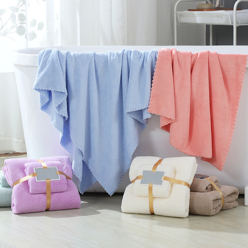 

2PCS Coral Fleece Towel Bath Towel Mother and Child Towel Dry Hair Towel Set Soft Water-absorbent Fast Dry Face Towel