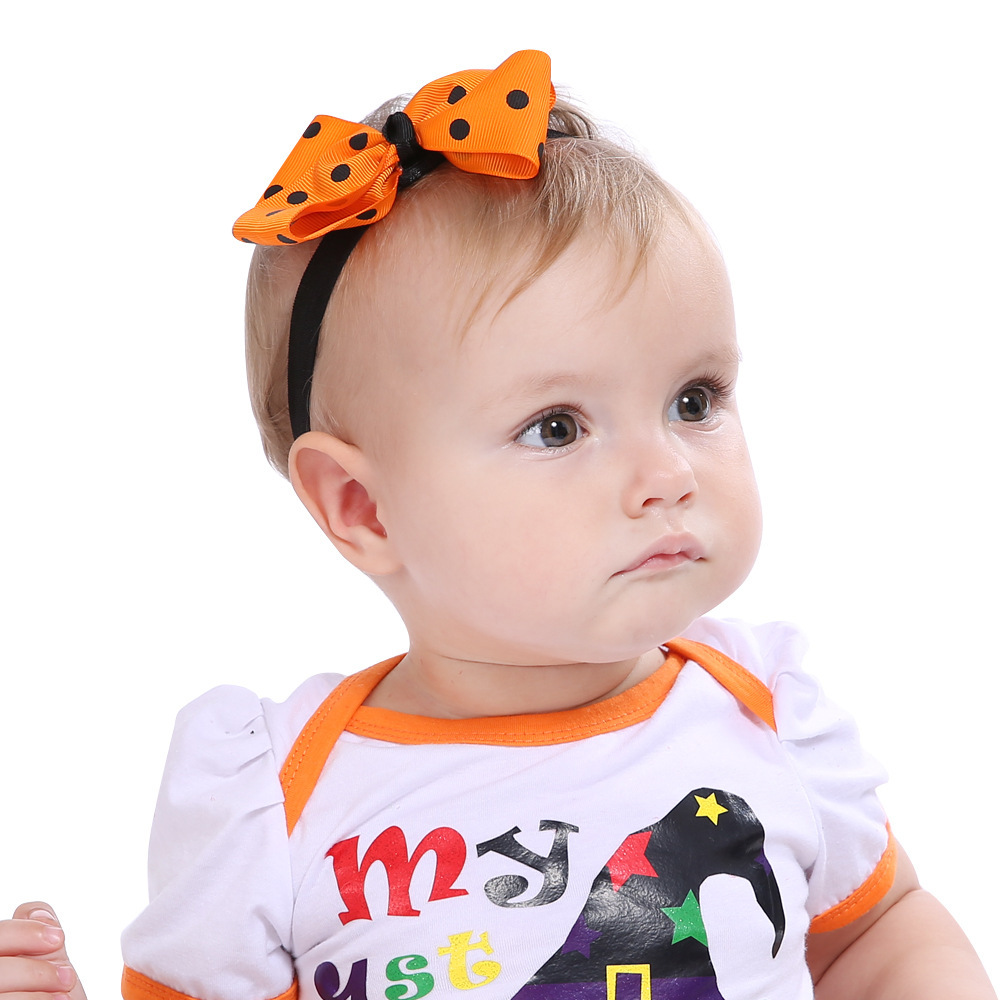 

Polka Dots Halloween Yellow Bowknot Decor Head Band for Girls