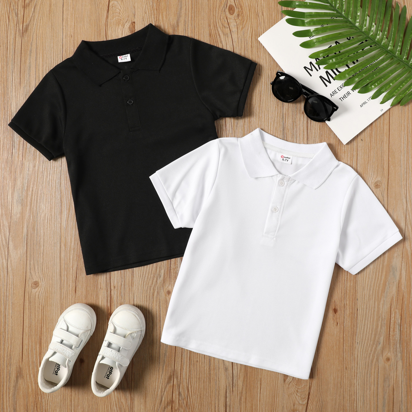 

2-pack/1-pack Kid Boy Solid Color Short-sleeve Polo Shirt