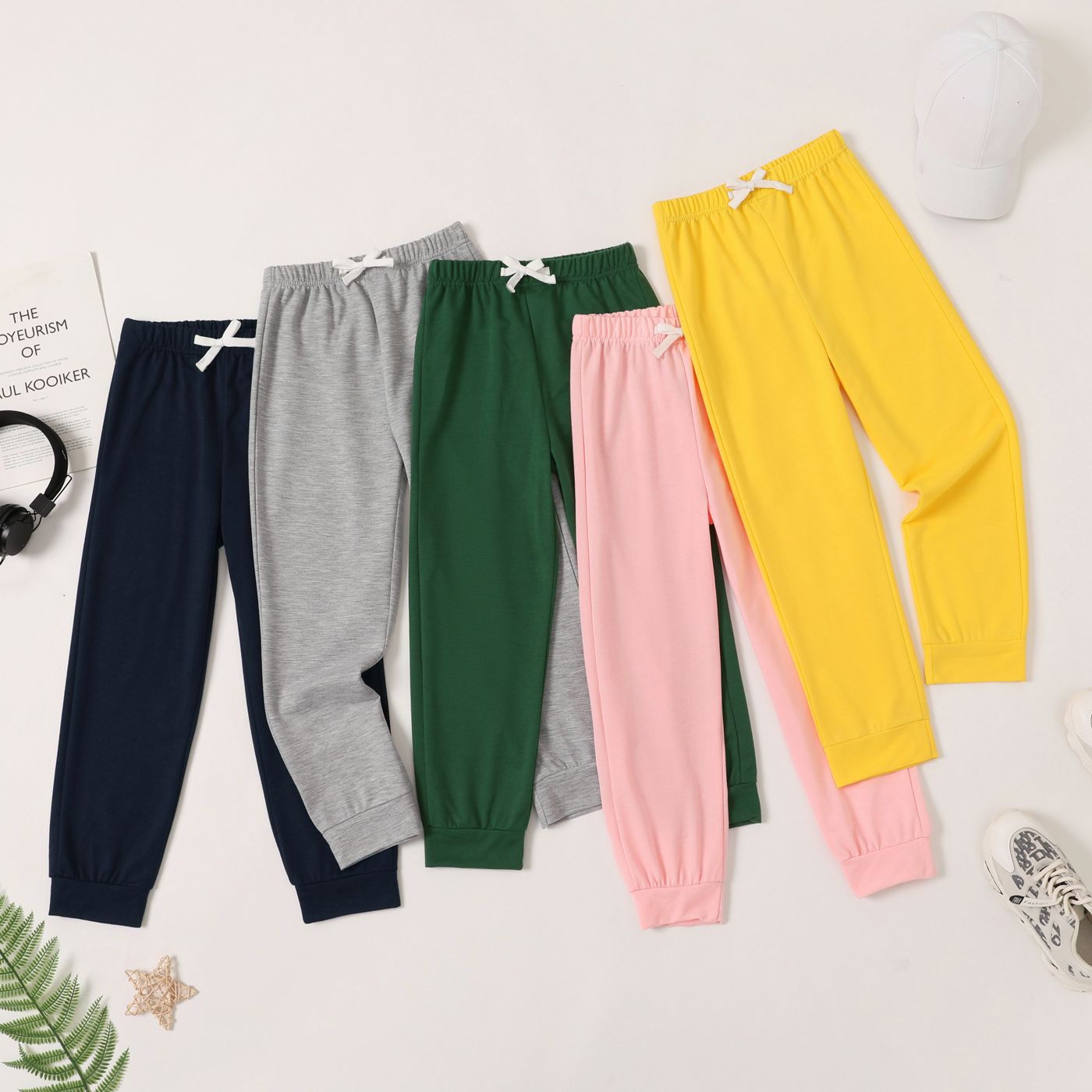 

Kid Boy/Kid Girl Solid Color Elasticized Casual Pants