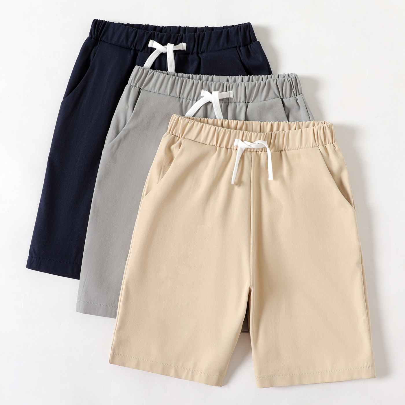

Kid Boy Casual Solid Color Elasticized Shorts