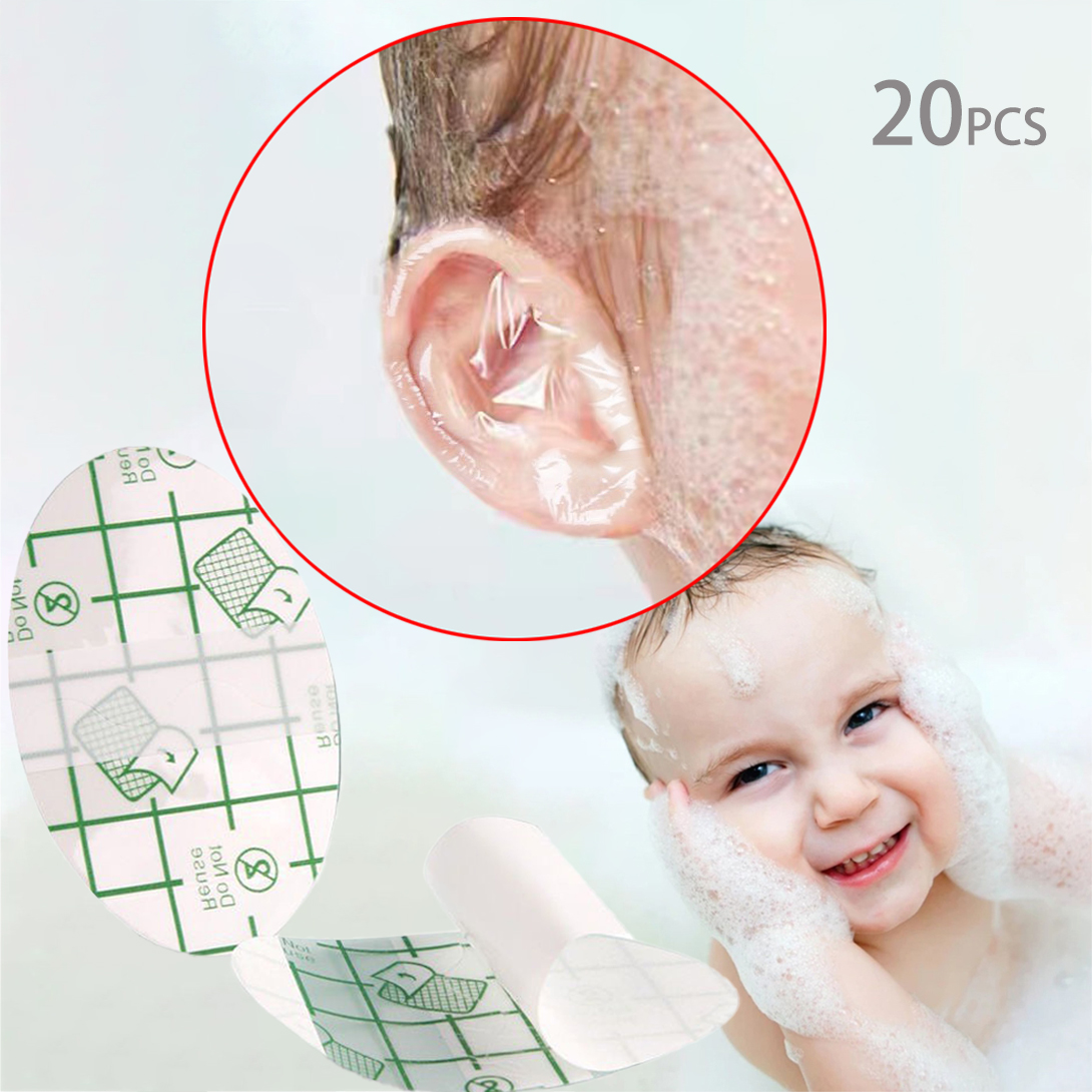 

20-pack Clear Disposable Ear Stickers Baby Waterproof Ear Covers Ear Protectors for Swimming Showering