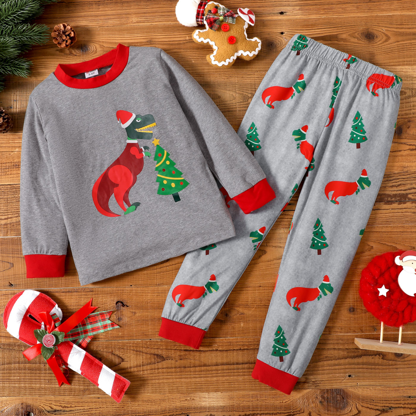 

2-piece Toddler Boy Christmas Animal Tree Print Pullover and Pants Set