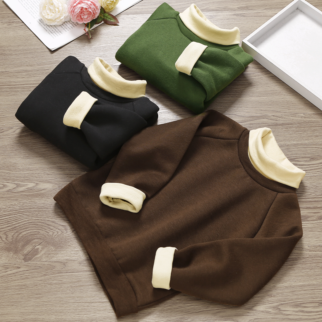 

Toddler Boy/Girl Turtleneck Casual Pullover Sweatshirt