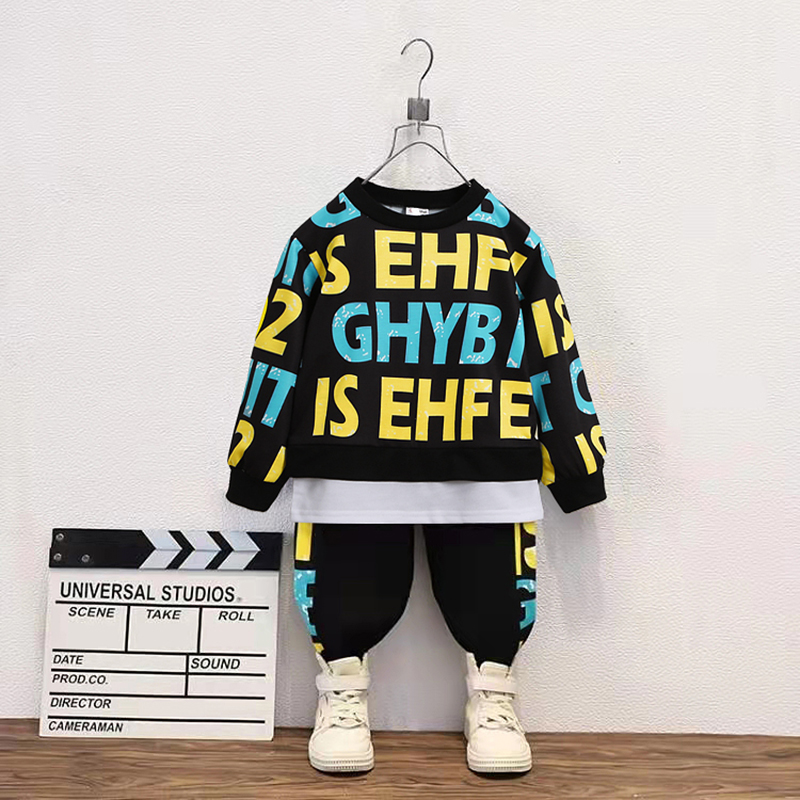 

2-piece Toddler Boy Faux-two Letter Print Sweatshirt and Pants Set